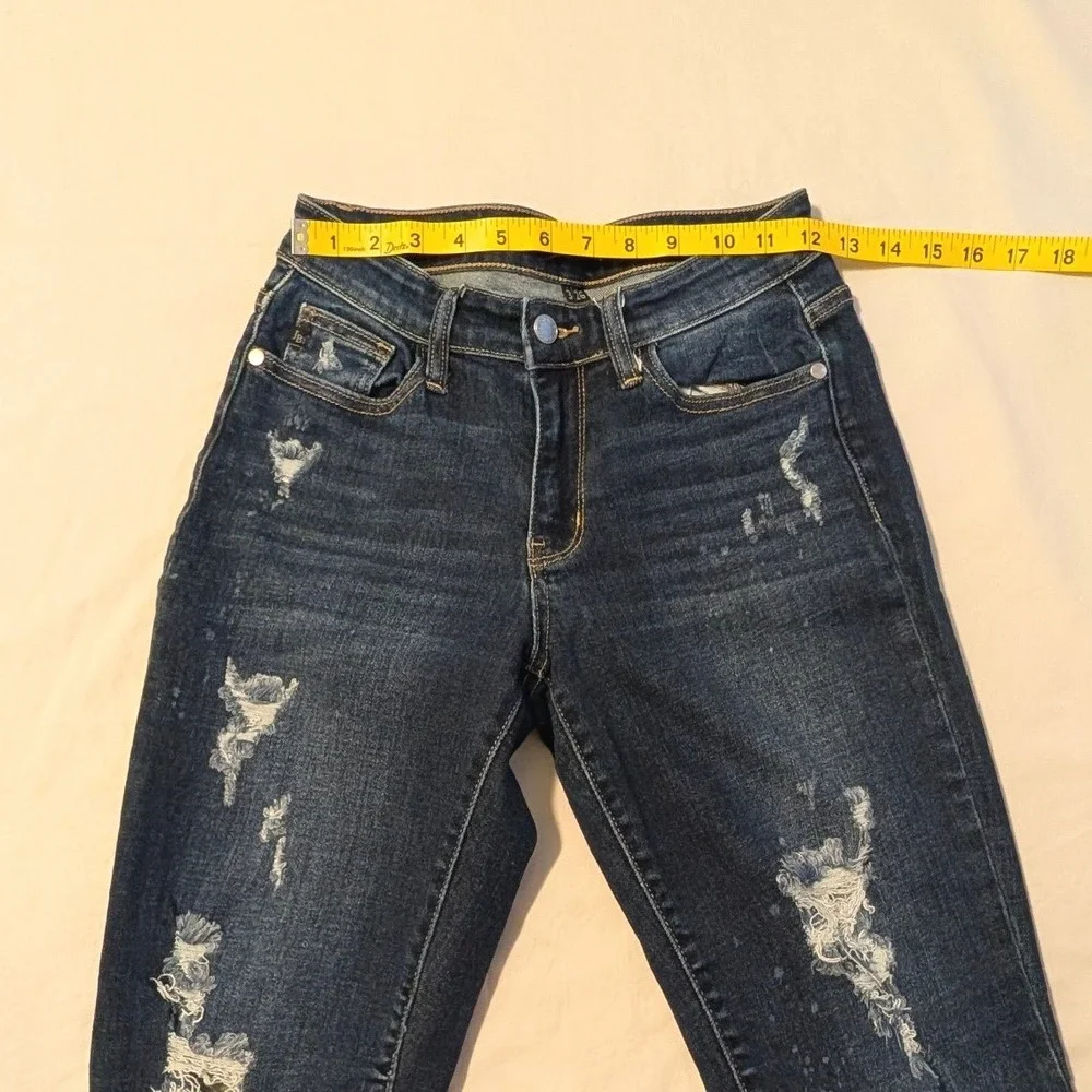 Judy Blue Distressed Boyfriend Jeans Dark Wash Paint Splatter Women's Size 3/26